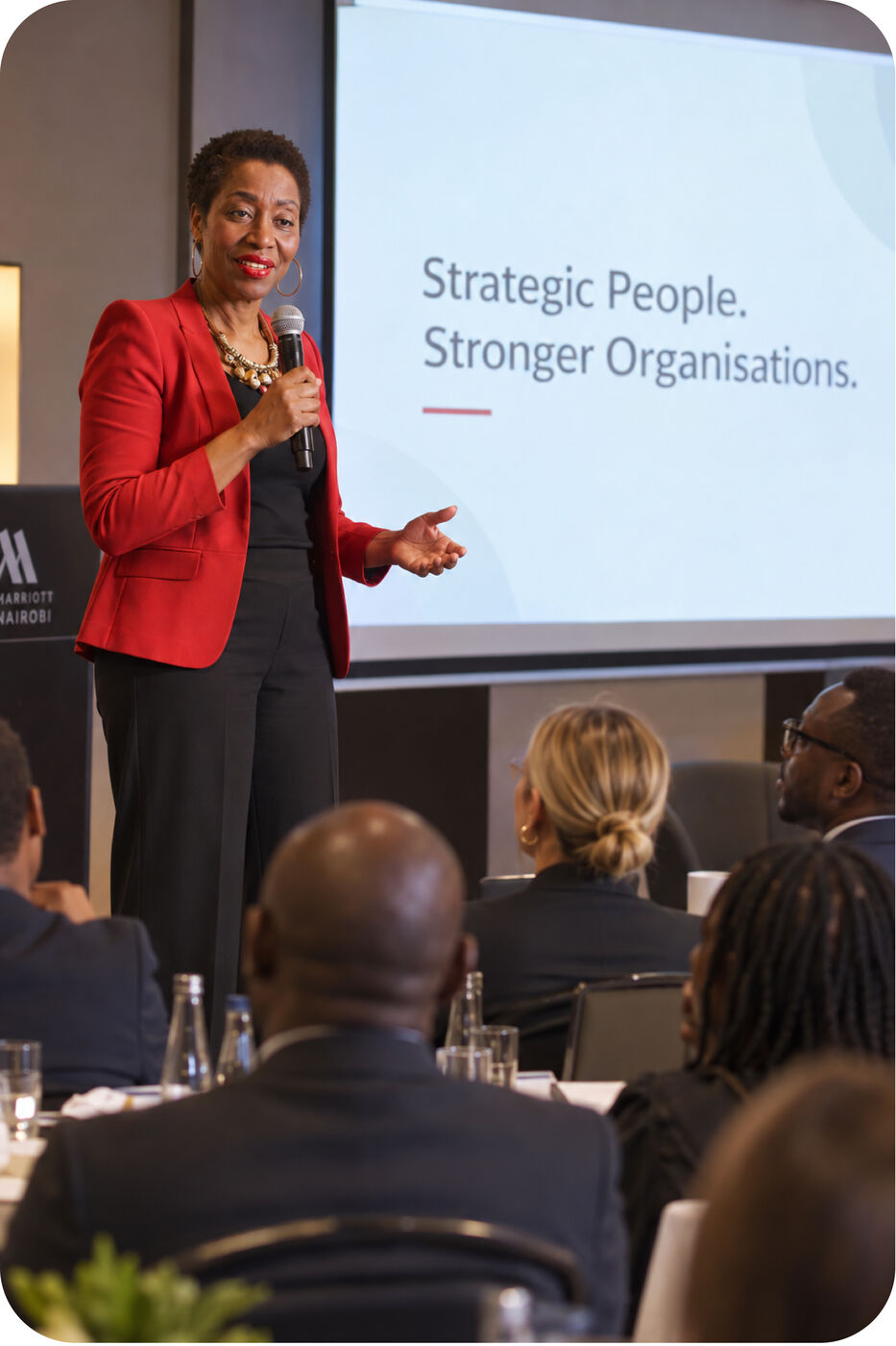 Ebi Sheila speaking at Marriott Nairobi